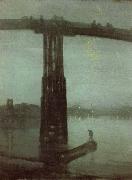 James Mcneill Whistler Nocturne in blatte and gold USA oil painting artist